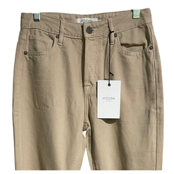 Hidden Los Angeles Womens Tracey High-Rise Straight Distressed Beige Jeans Sz 24 - Picture 5 of 12